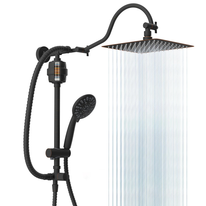 10-Inch Filtered Shower Head Combo, High Pressure Handheld Shower System With Adjustable Bracket, 18-Inch Extension Arm, Shower Filter & 7 Spray Modes
