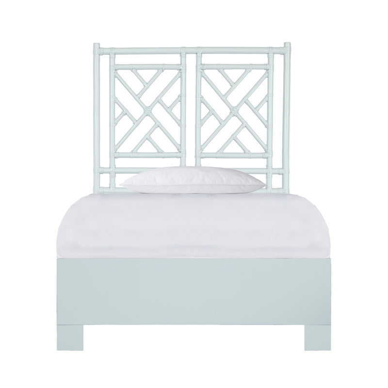 Lit standard Chippendale, Simple, Bleu clair