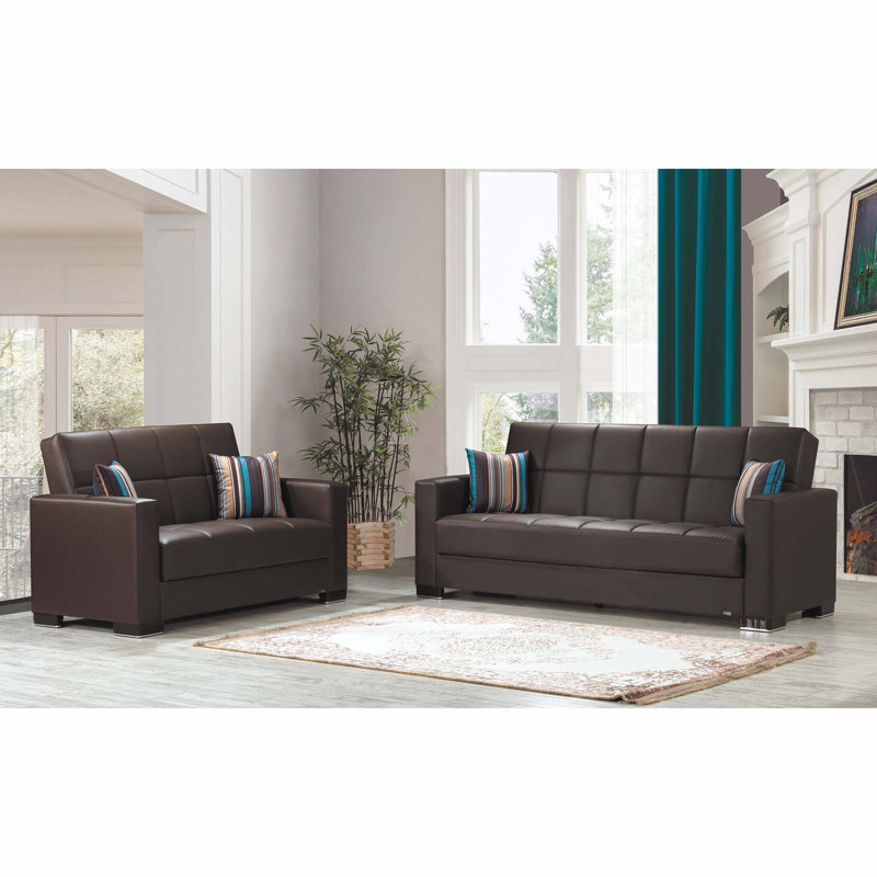 PrimeNest NimbusFlow Collection Upholstered Convertible Loveseat with Storage