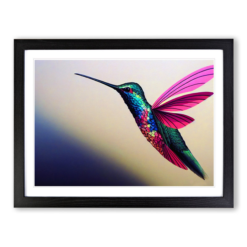 Lovely Hummingbird - Single Picture Frame Print, Black, 46cm H x 64cm W