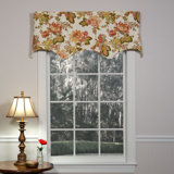 Luxuriance Floral Cotton Scalloped 52'' W Window Valance in
