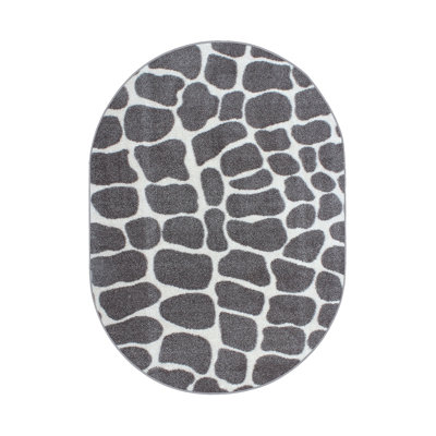 Tapis gris clair à imprimé animalier Chaima