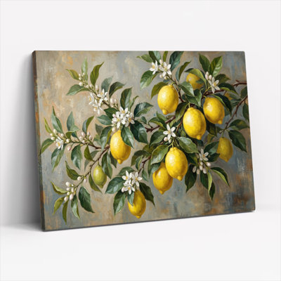 Art mural en toile Gallery Wrap pour le salon, la chambre à coucher, le bureau ou le vestibule - Décoration murale décorative avec fleur de citron