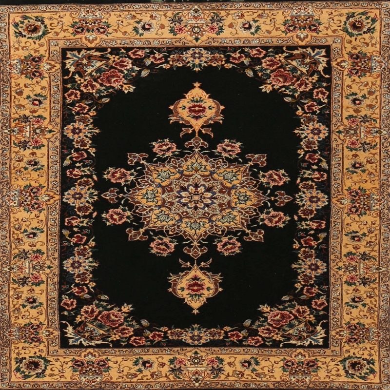 Tapis traditionnel noir / beige Corvi, Carré 4 pi