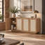 Buffet de rangement d'angle arrondi en rotin Wabi Sabi avec base intégrée pour salon, cuisine et salle à manger-567463776