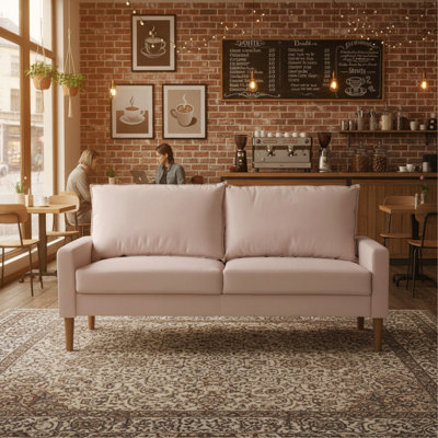 Modern Minimalist Velvet Upholstered Sofa, Sturdy Wood Frame Coil Spring Support Spacious 3-Seater Couch for Home Living Space