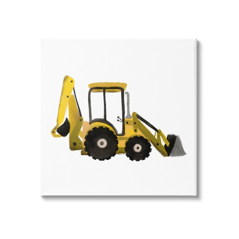 Véhicule de construction bulldozer jaune par Elizabeth Medley - impression, H 36 po x l 36 po x P 1,5 po, Toile tendue