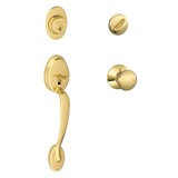 Plymouth Handleset with Single Cylinder Deadbolt and Door Knob and Rosette