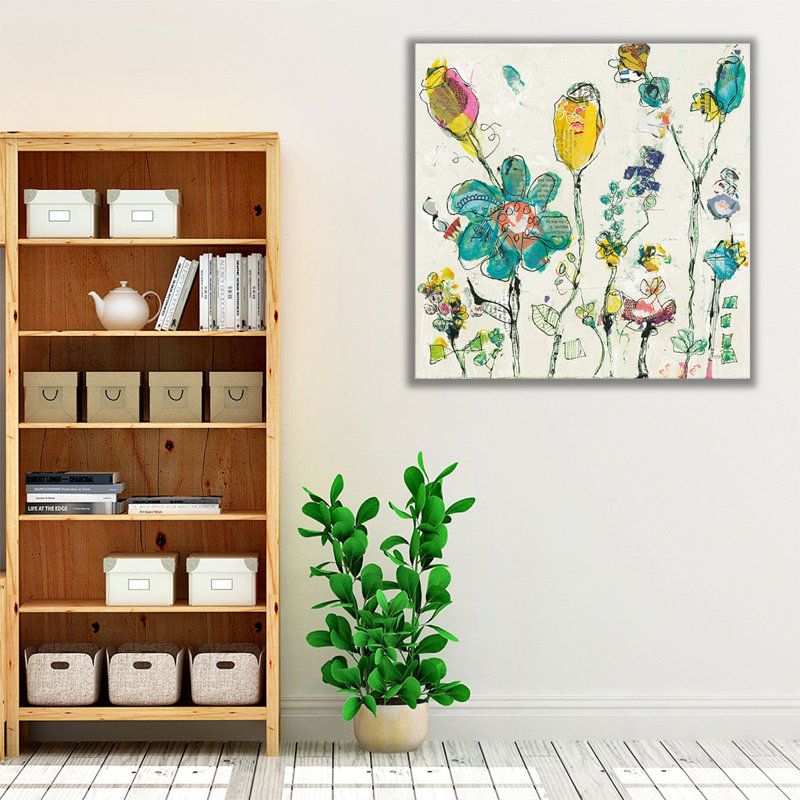 «Doodle Garden Cream», reproduction d'art sur toile, H 12 po x l 12 po