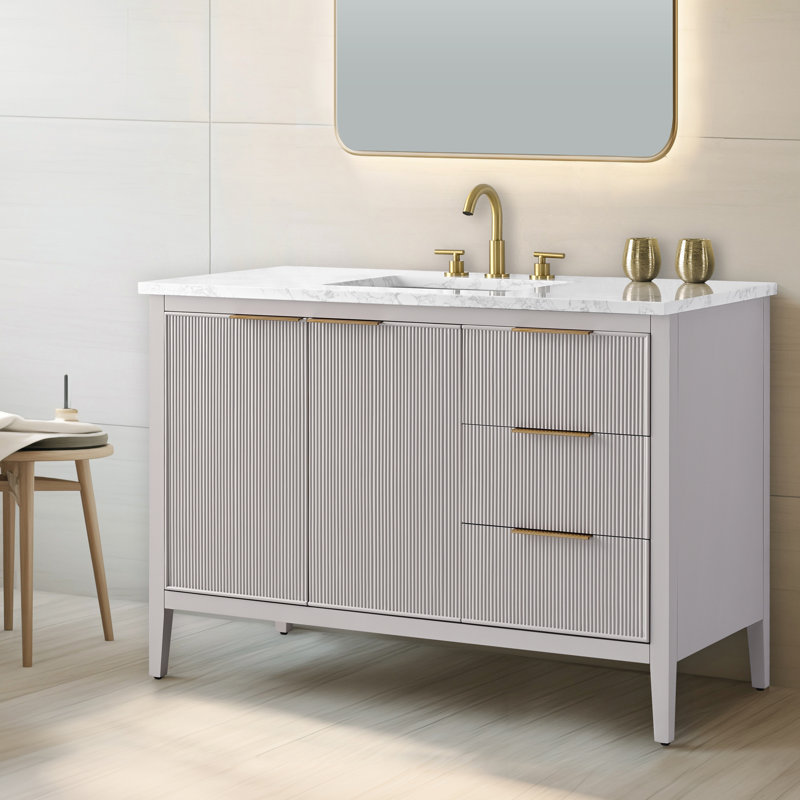 Emma 48" W Single Vanity, Taupe/Brushed Bronze