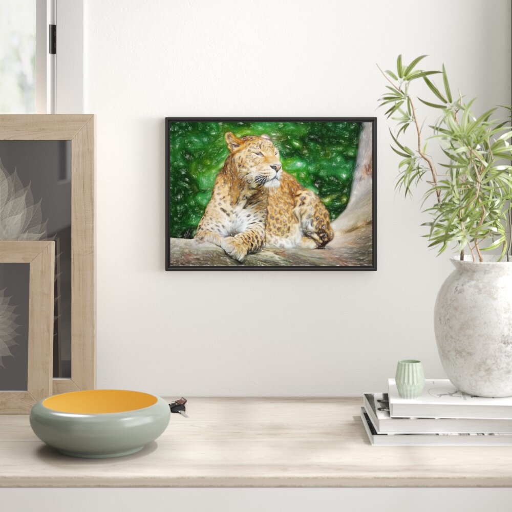 Gerahmtes Wandbild Leopard in der Natur