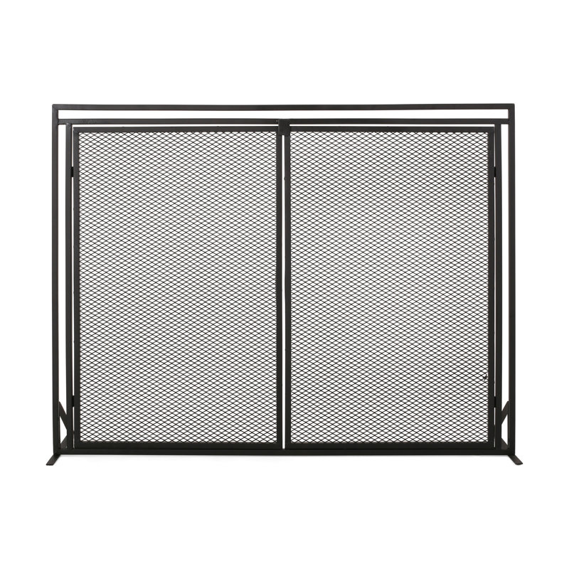 Pare-étincelles en fer noir mat - Bloque les risques d'incendie, H 31,29 po x l 39,08 po