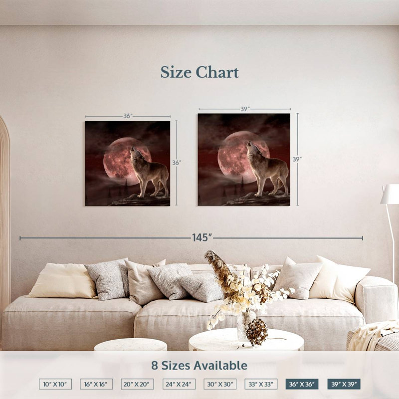 Brampt Wolf Moon Howling, 39" H x 39" W