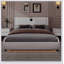 Lit plateforme luxueux en similicuir, tête de lit épaisse, Bluetooth, DEL RVB-1116331684-1116331686