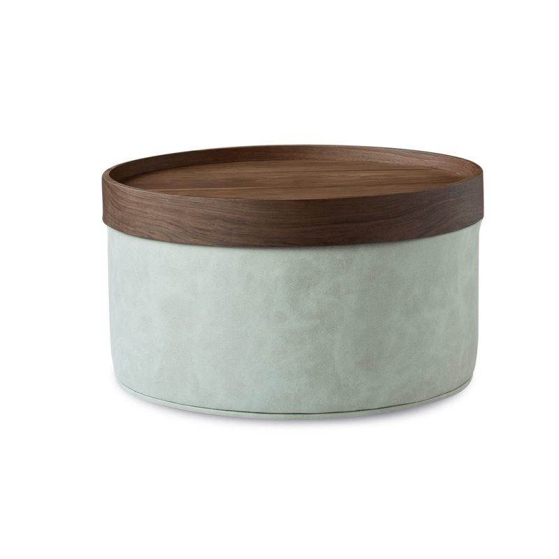 Repose-pieds Celine 24 "avec plateau Celine, Noyer, Tissu beige