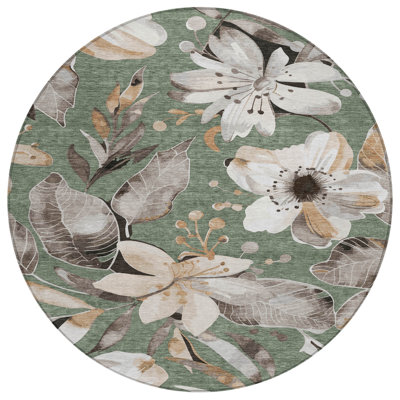 Machine Washable Indoor/Outdoor Millner ACN2260 Floral Rug