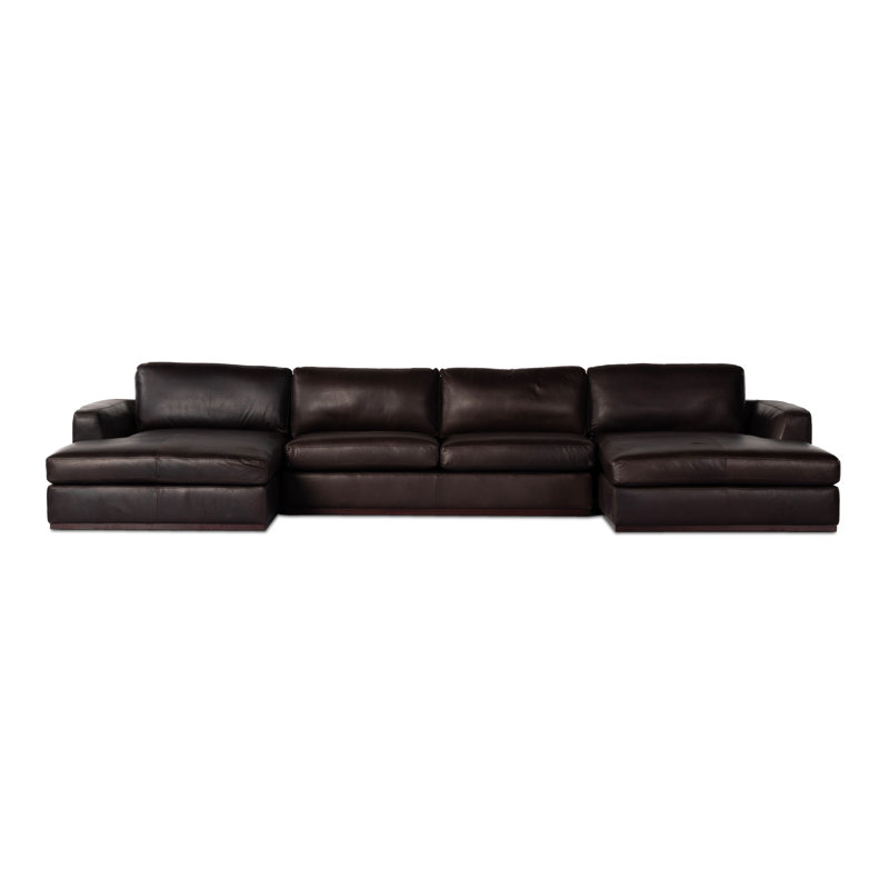 Colt Modular Chaise Sectional, Heirloom Cigar/Genuine Leather