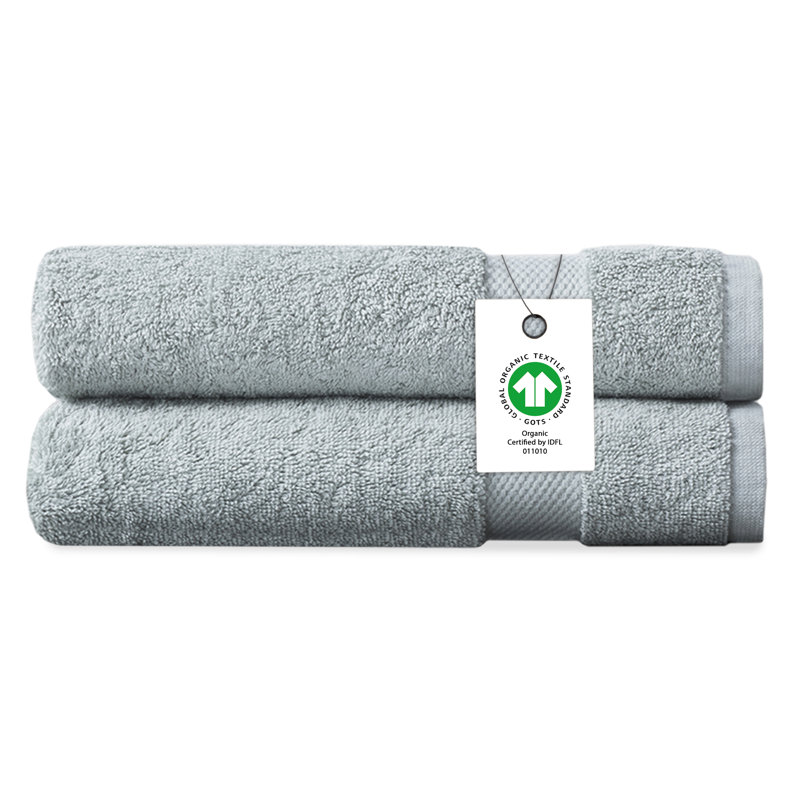 Ensemble de 2 essuie-mains en coton biologique Corto, certifiés GOTS et OEKO-TEX, 650 g / m², doux, à séchage rapide et absorbant, 20 po x 30 po