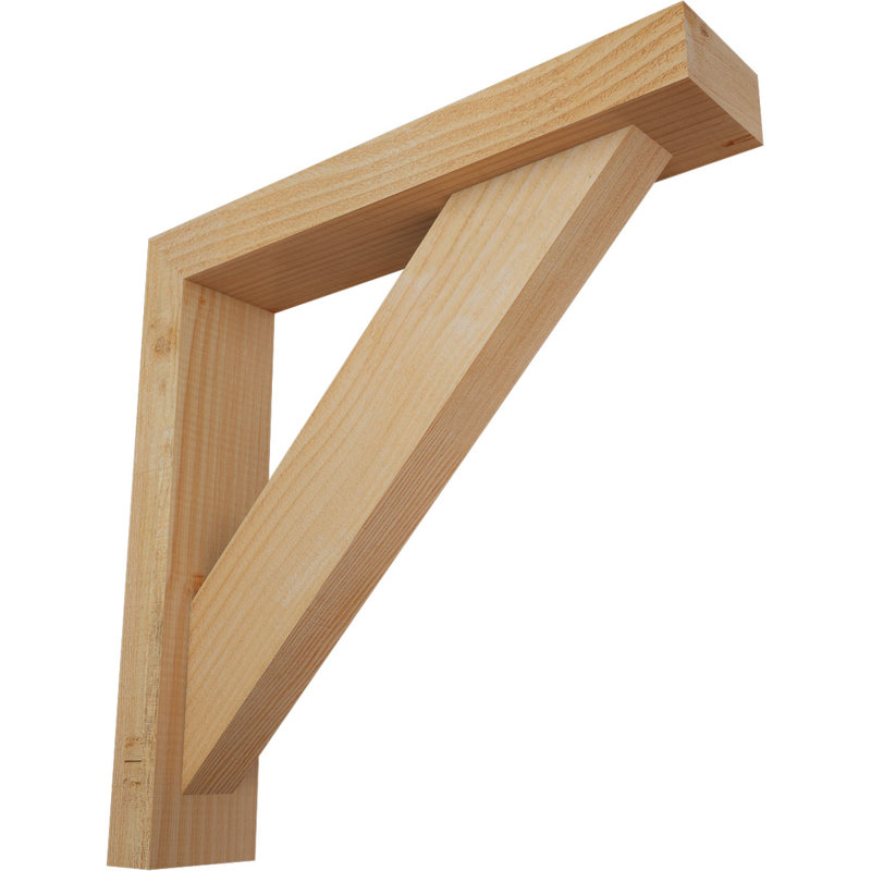 Traditional Block Bracket w/ Offset Brace, 20 x 20, 4"W Douglas Fir (Rough Sawn)