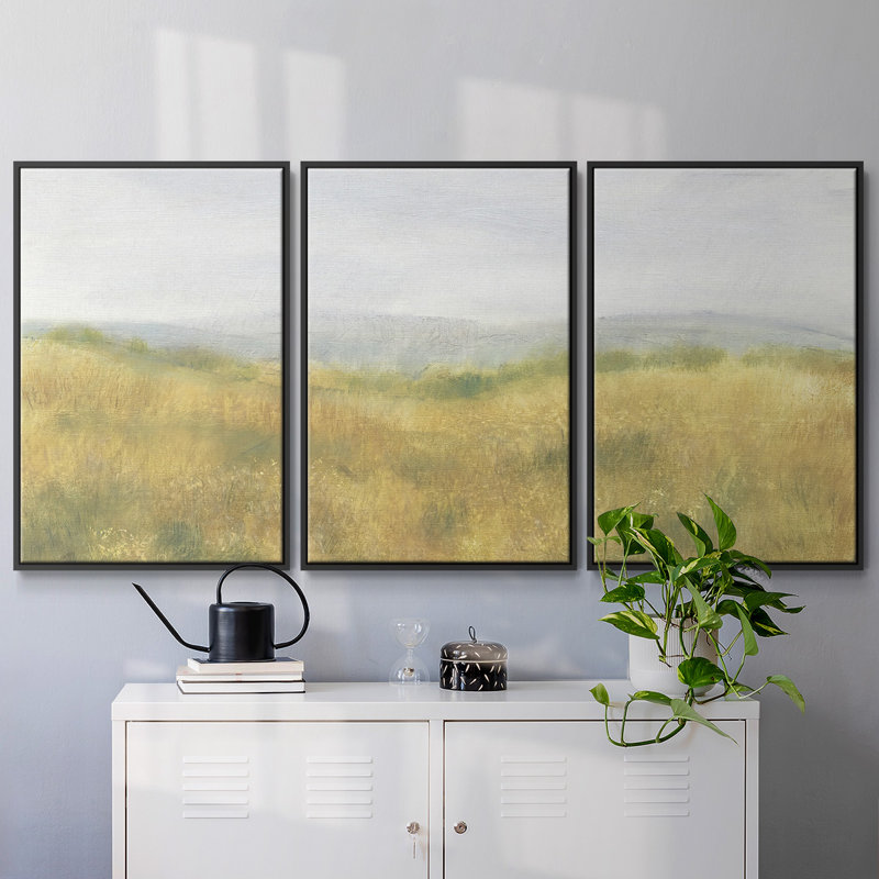 Wheat Fields I - Toile encadrée multi-pièces, H 40 po x l 78 po x P 2 po, Noir