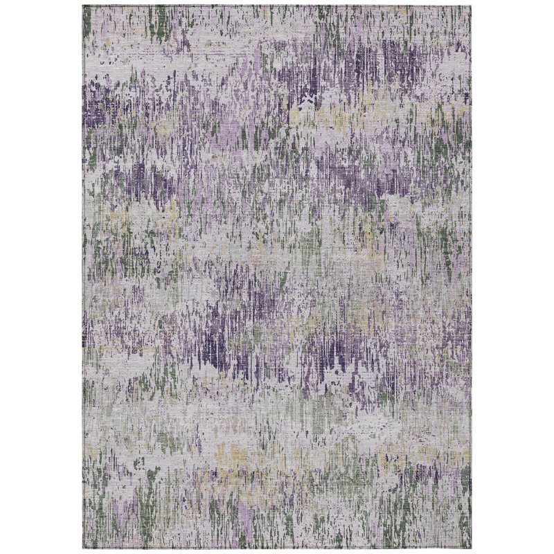 Tapis extérieur lavable rayé mauve 5 pi x 8 pi lavande