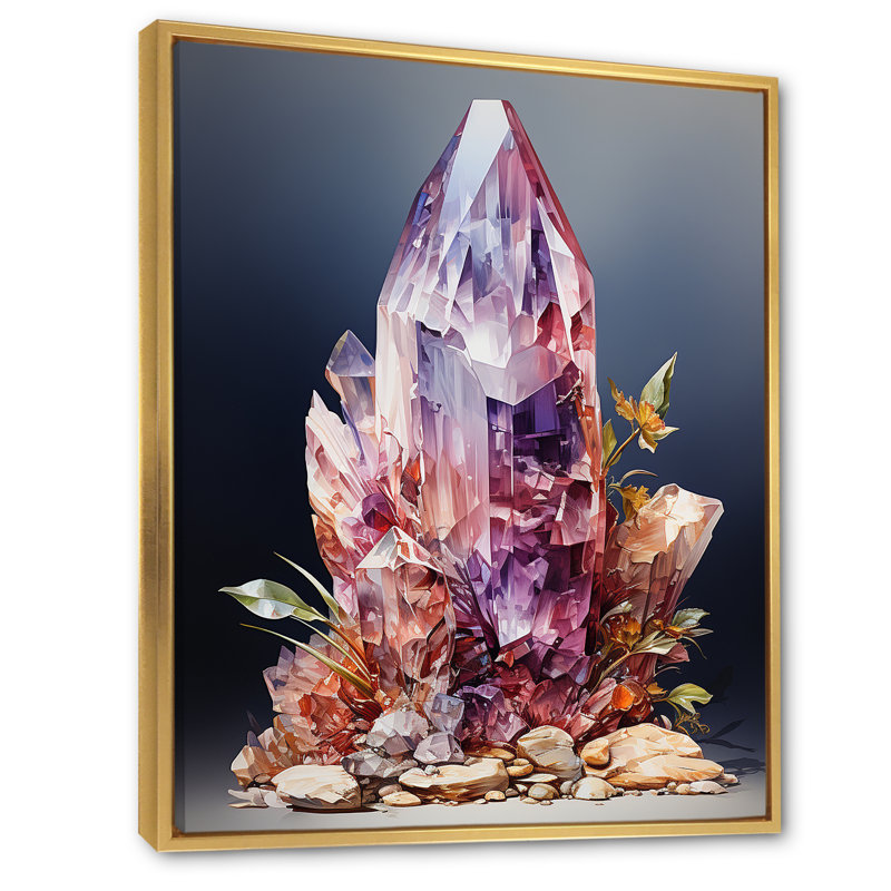 Spiritual Stone Quartz II sur toile, H 44 po x l 34 po x P 1,5 po, Cadre flottant doré