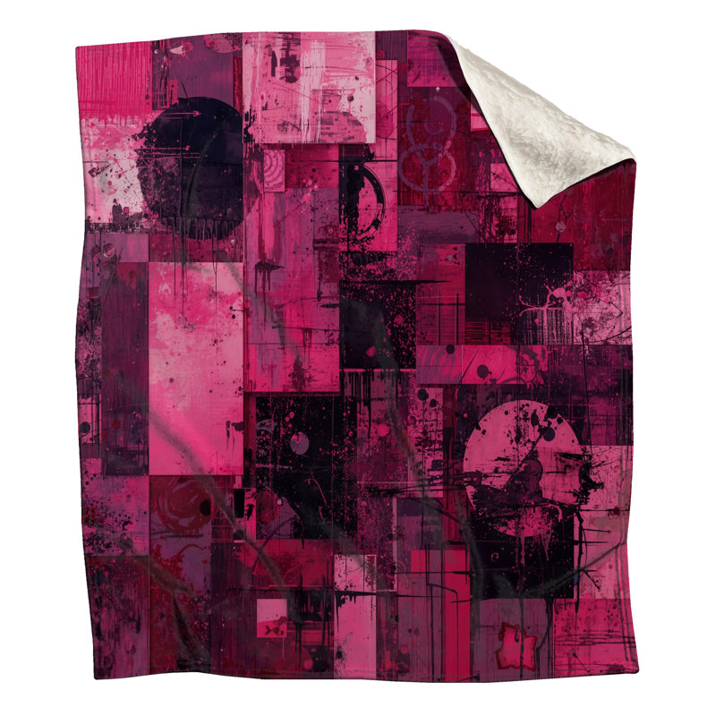 Pink Abstract Geometric Blankets, 50in W x 60in H
