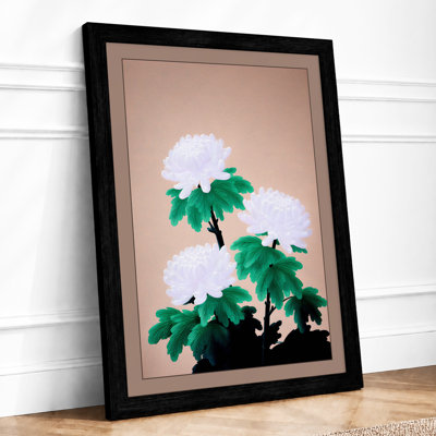 White Chrysanthemums Botanical 1 Piece Single Picture Frame Wall Art