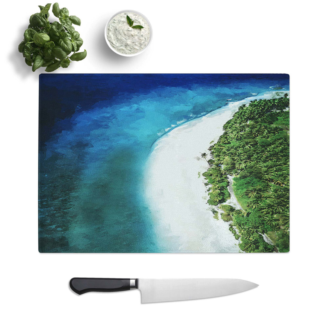 Glass Maldives Paradise Beach in Abstract Chopping Board
