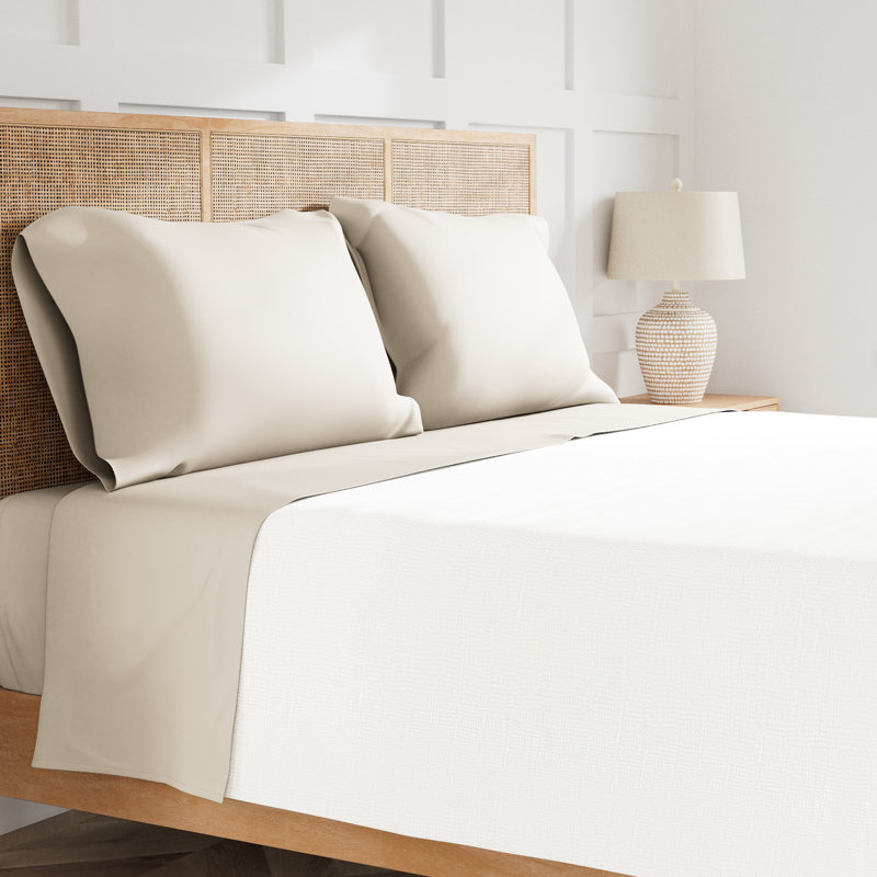Ready-to-Bed TENCEL Sheet Set, King Sheet Set with 2 Pillowcases, Pumice