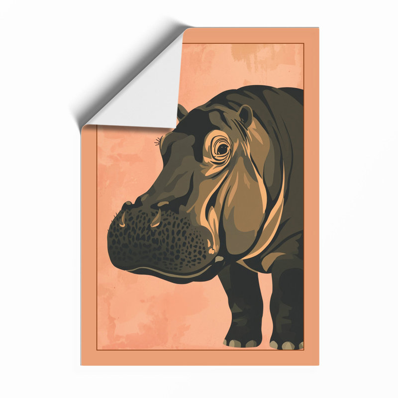 Hippopotamus Profile Modern - Framed Print, A4 - 29.7 x 21.0 cm, White