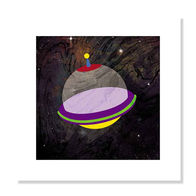 Impression sur papier roulée «Spaceship Adventure Three», H 16 po x l 16 po x P 1 po, Papier