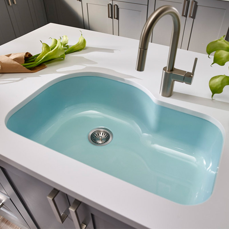 Porcela 31.25'' L Single Bowl Stainless Steel Kitchen Sink, Mint
