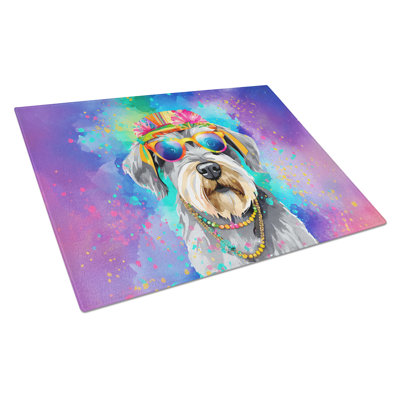 Grande planche à découper en verre Schnauzer Hippie Dawg