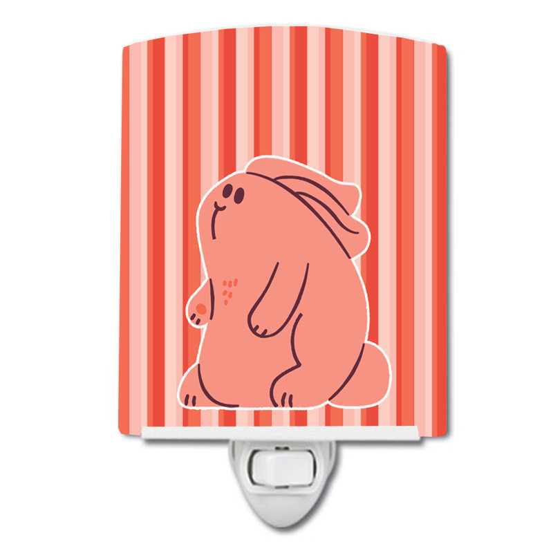 Rabbit on Stripes Ceramic Night Light