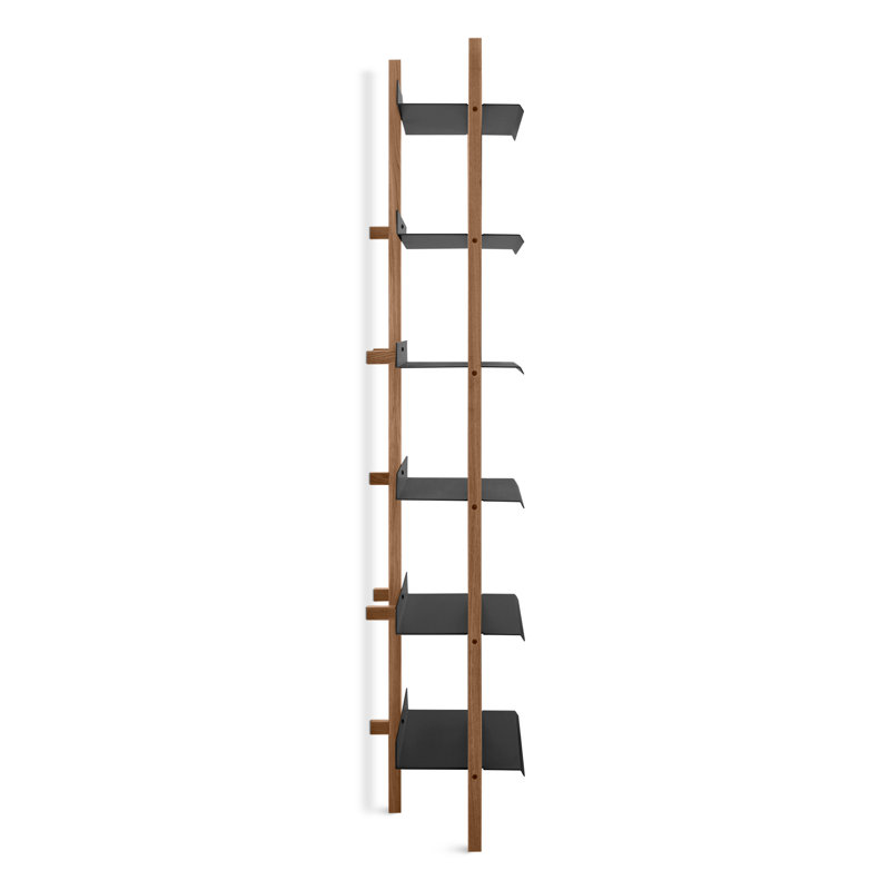 Browser Solid Wood Bookcase, (6 Shelves) 82" H x 38" W x 17" D, Walnut/Oblivion