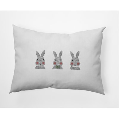 E By Design Bunny Triplets Easter Decorative Rectangular Pillow Cover & Insert In Laurel Tree Green
