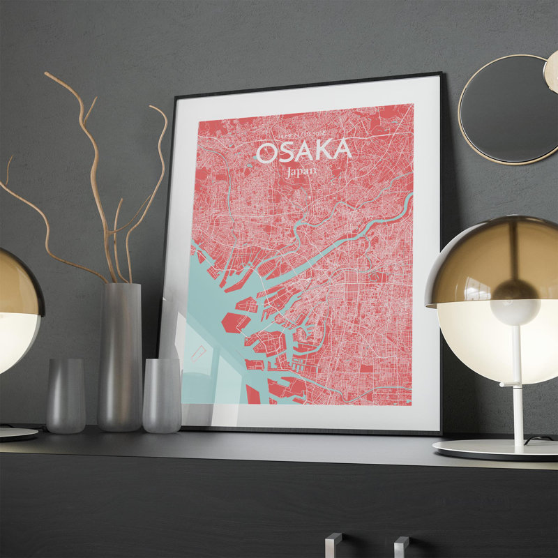 Osaka City Map In Maritime - No Frame Print, 24cm H x 18cm W x 0.05cm D