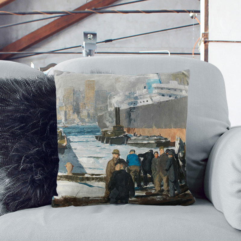 Men Of The Docks Square Throw Cushion, Dark Blue, 40cm H x 40cm W x 15cm D