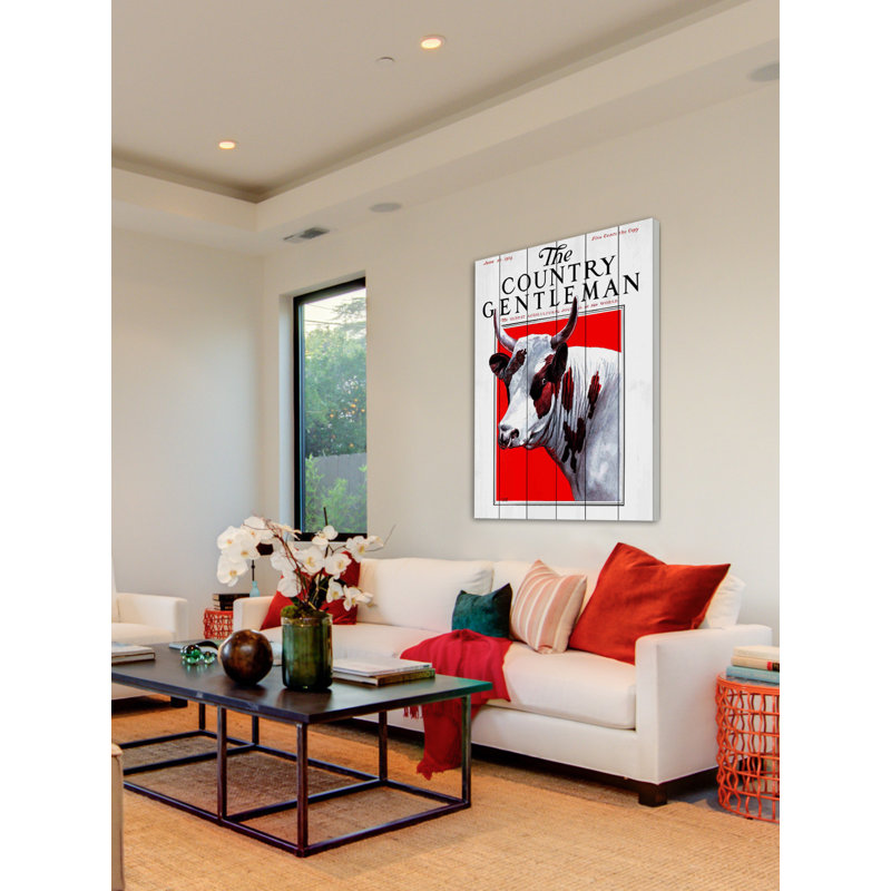 « cg bull », impression sur bois, H 45 po x l 30 po x P 1,5 po