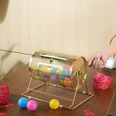 Tambour de tombola, peut contenir 2 500 billets ou 100 balles de ping-pong