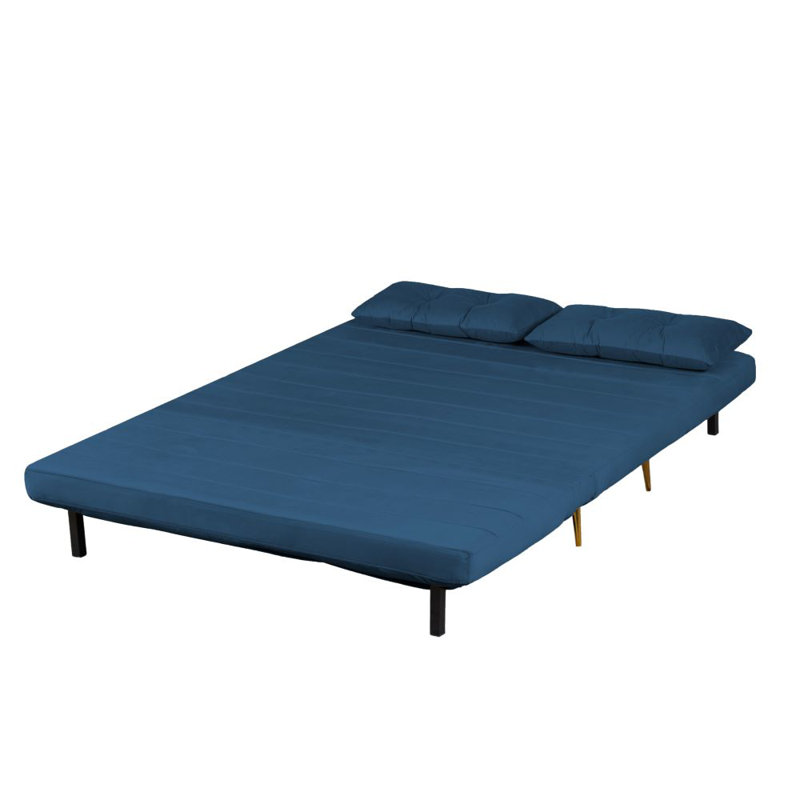 Guille 2 Seater Sofa Bed, Blue Velvet, 79cm H x 146cm W x 81cm D