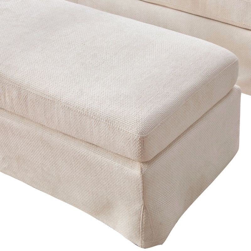 Repose-pieds rembourré Cusion, Beige