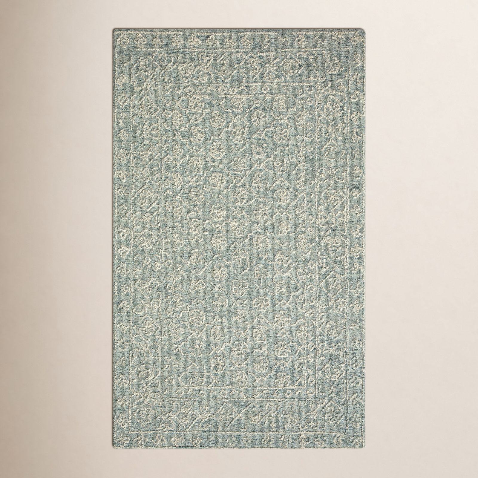 Millcreek Handmade Wool Ocean/Ivory Rug, Rectangle 2'3" x 3'9"