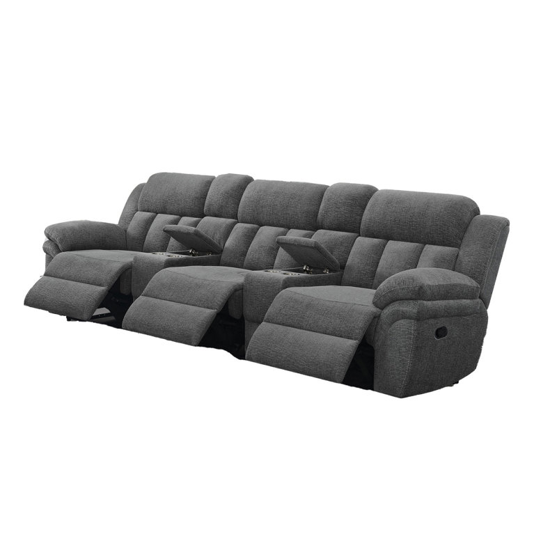 Canapé inclinable Jak, 2 consoles, sièges capitonnés, gris anthracite, Fauteuil inclinable manuel