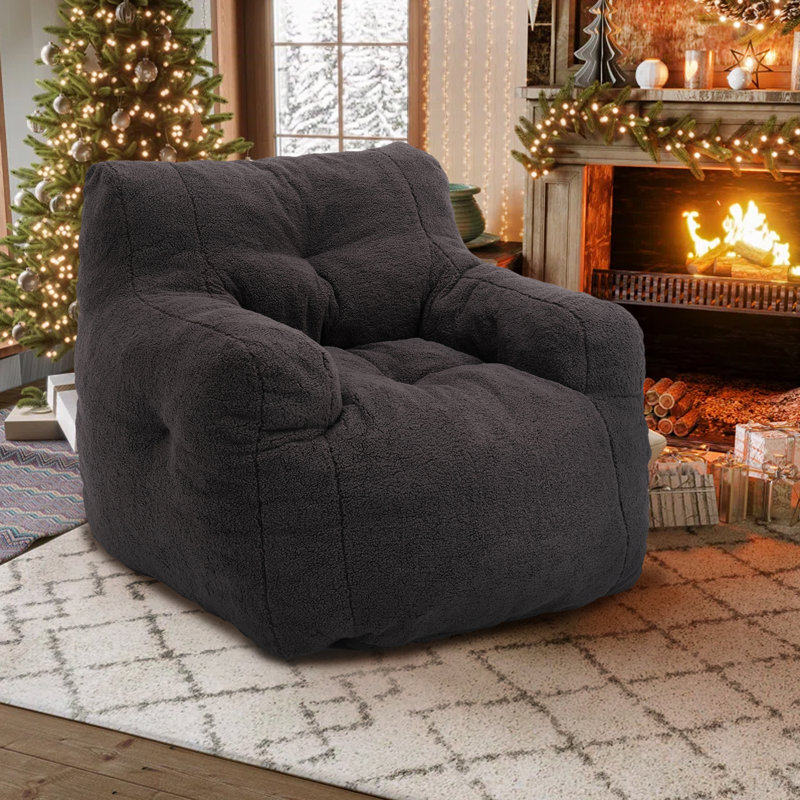 Fauteuil à billes en tissu de peluche Compression, Fausse fourrure rose