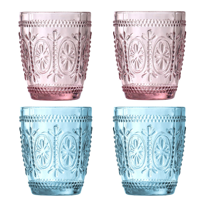 Lim 280ml Drinking Glass Set, Pink / Blue