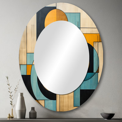 Serendipity Abstract Mid-Century Geometrics - Miroir mural bleu Mid-Century