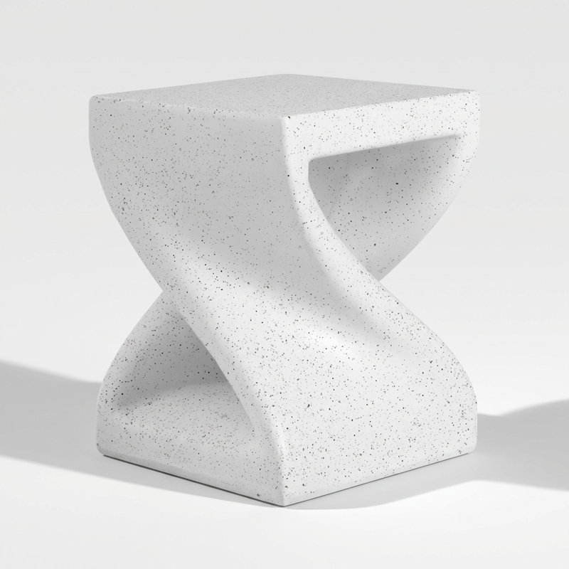 Modern Twisted-Base Terrazzo-Speckled All-Weather Side Table for Indoor and Outdoor Décor