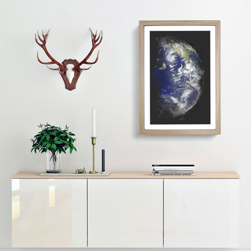 Eastern Pacific Ocean of Earth - Picture Frame Painting Print, 63cm H x 45cm W x 2cm D, Oak Framed